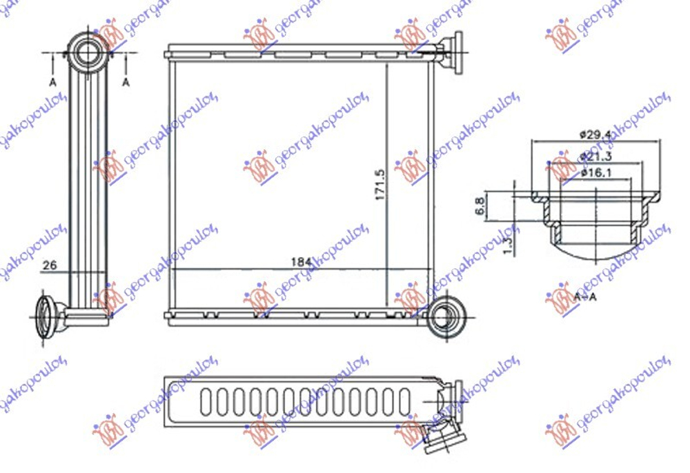 GBG - 132006500-GBG - Heat Exchanger, interior heating