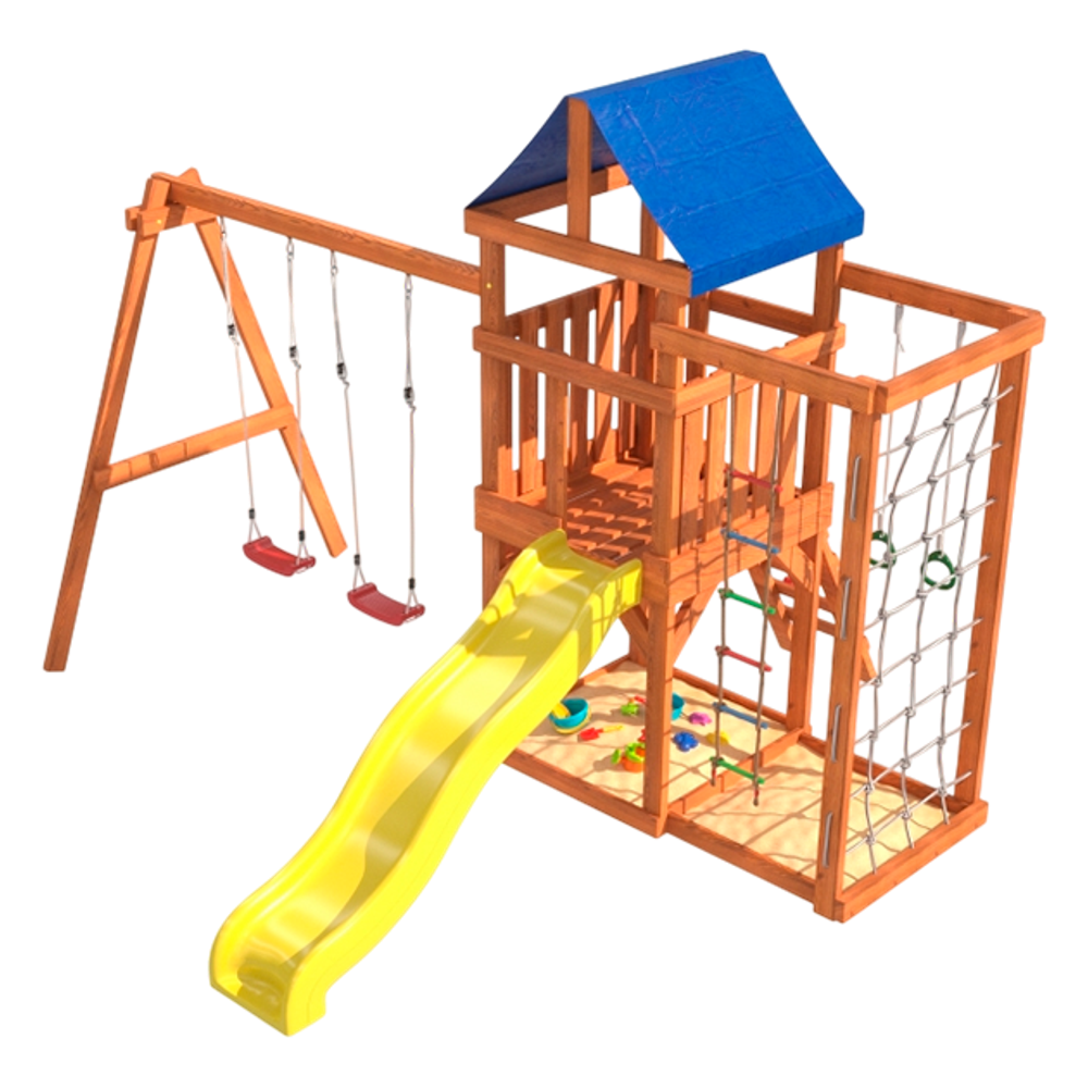 Детская площадка Fun Land с сеткой стенкой и качелями