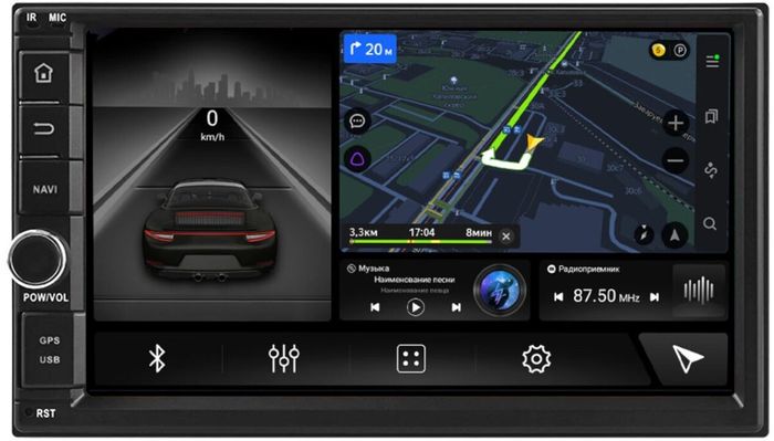 2DIN магнитола - Canbox с 7" экраном и крутилкой на Android 10, Быстрая, Carplay, 4G SIM-слот