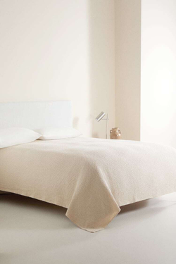 ZARA HOME ВАФЕЛЬНОЕ ПОКРЫВАЛО, ЭКРЮ