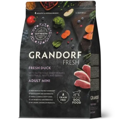 Grandorf Fresh, Fresh Duck, Adult Mini для собак мелких пород (Свежее мясо утки с бататом)