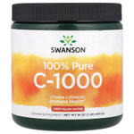 Swanson Vitamins, 100% Pure C-1000, витамин C в порошке, 454 г (16 унций)
