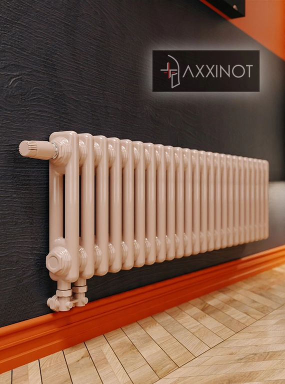 Axxinot Sentir 2020 - двухтрубный трубчатый радиатор высотой 200 мм, нижнее подключение с термовентилем, палитра RAL