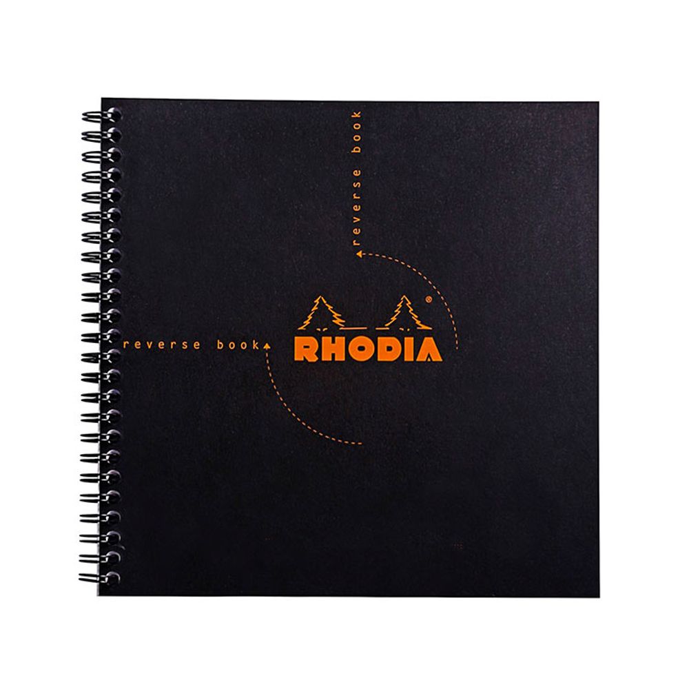 Блокнот Rhodia Classic Reverse Book на спирали 21х21 в клетку 80 гр черный (193609C)
