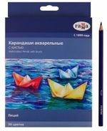 Карандаши акварельные ГАММА "Лицей", 36 цветов, заточенные, шестигранные, кисть, картонная упаковка, 221118_05
