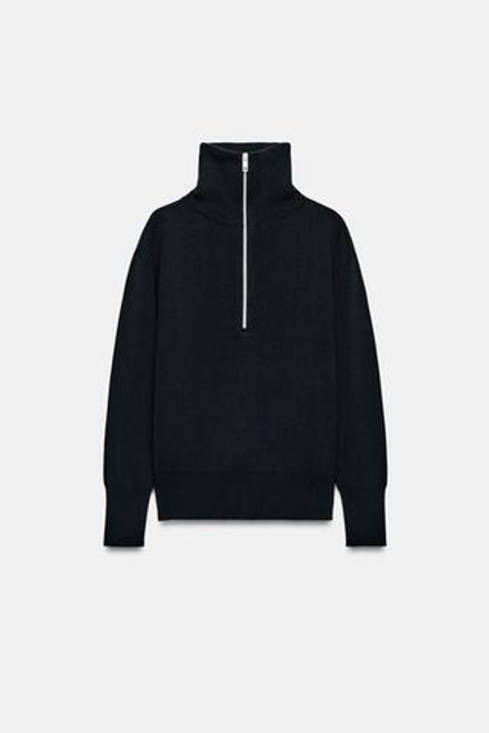 ZARA ТРИКОТАЖНЫЙ СВИТЕР ОВЕРСАЙЗ НА МОЛНИИ, МОРСКОЙ СИНИЙ
