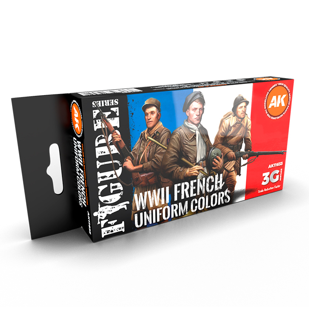 Набор красок AK interactive French Uniform Colors Set 3G, 6 красок