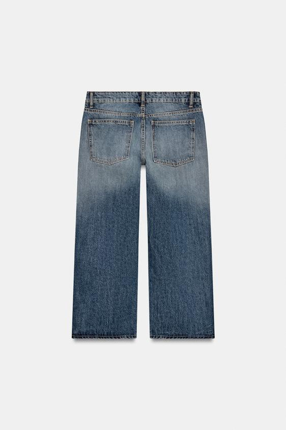Джинсы TRF с низкой талией, короткими и широкими брючинами - ZARA