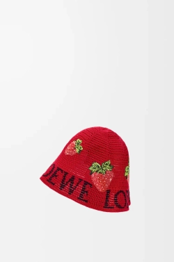 Loewe Панама из хлопка с клубничным принтом, красный