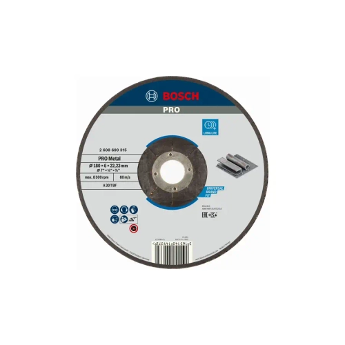 Круг шлифовальный Expert for Metal 180x6 мм BOSCH 2608600315