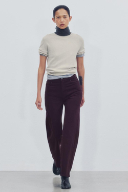 ZARA ДЖИНСЫ COMFORT WIDE LEG С ВЫСОКОЙ ПОСАДКОЙ — ZW COLLECTION, БУРГУНДИ