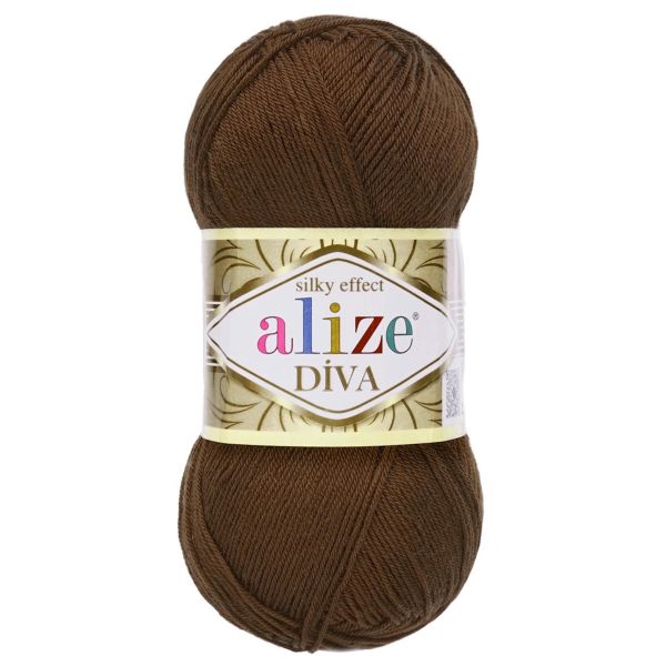 Пряжа Alize (Ализе) Diva / уп.5 мот. по 100 г, 350м, 026 коричневый A