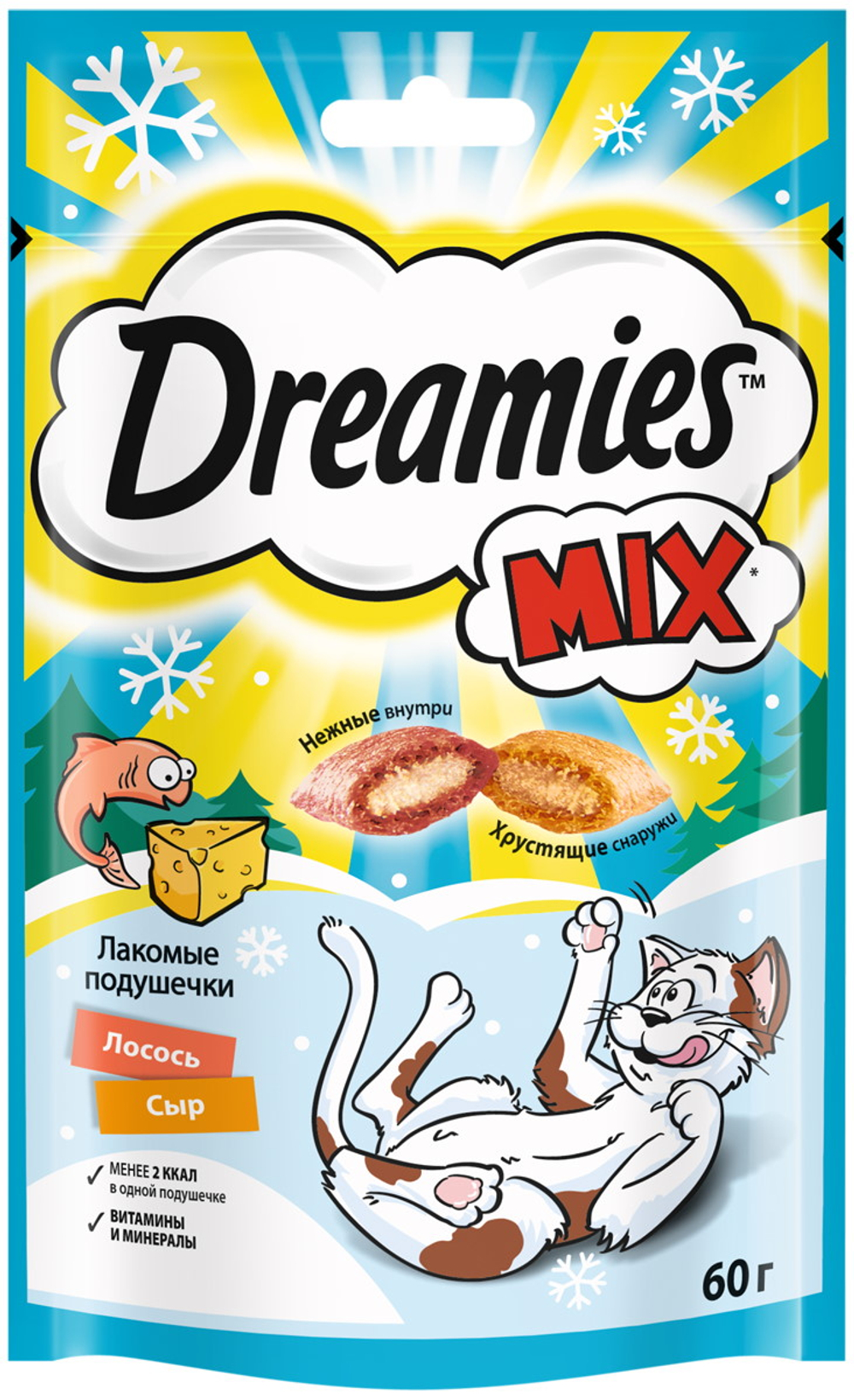 Подушечки Dreamies Лосось/сыр для кошек 60 г