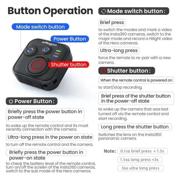 Пульт дистанционного управления aMagisn для для экшен-камер GoPro, DJI, Insta360