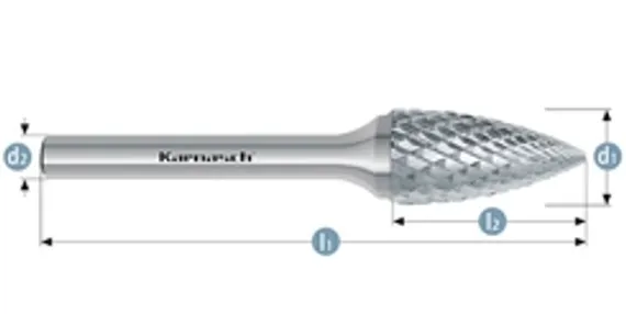 Борфреза твердосплавная Karnasch форма M, 6х20х6х50 мм, насечка HP-6, без покрытия, арт. 11.3094-030