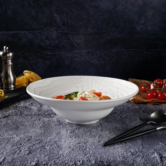 Тарелка глубокая 340 мл d 25 см h7,7 см для пасты, для супа White Raw Wood P.L. Proff Cuisine [3]