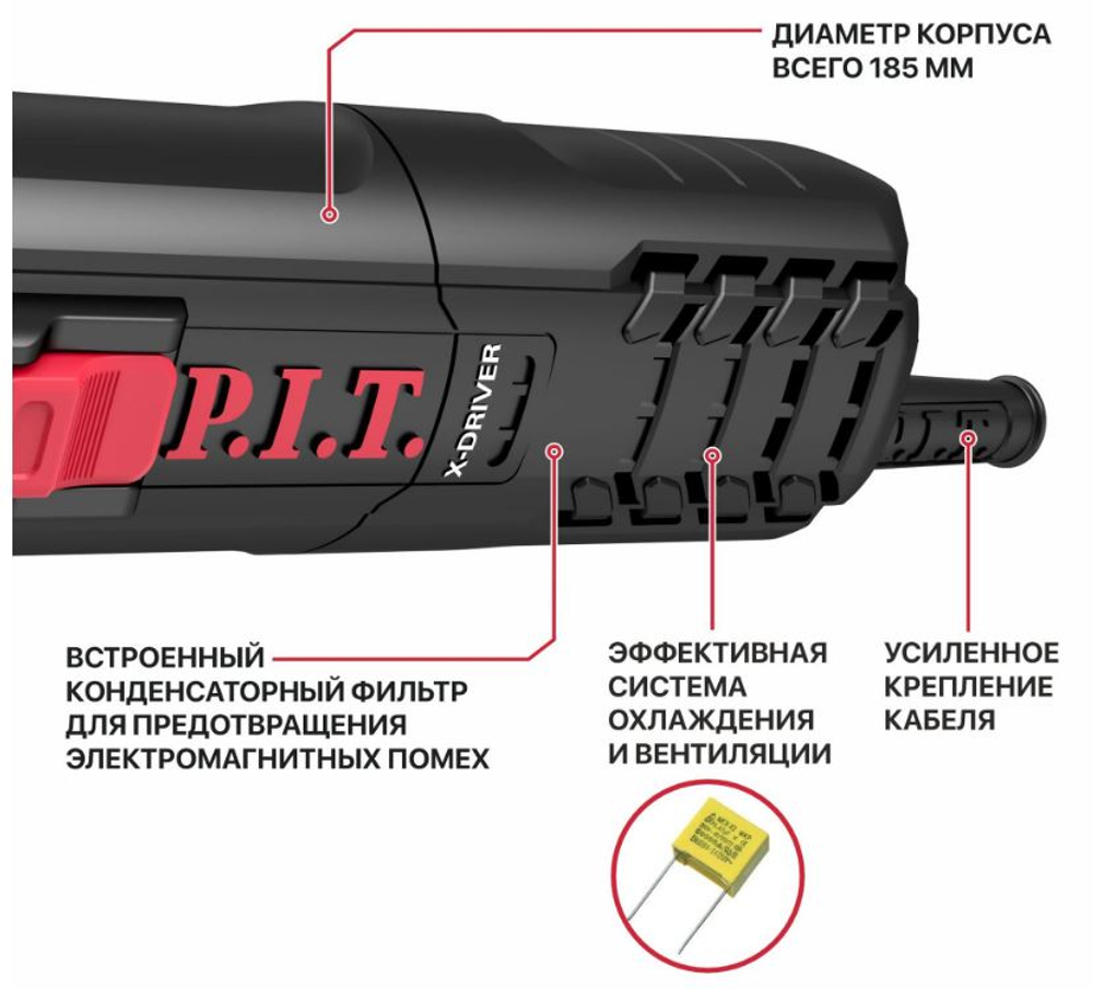 Шлифмашина угловая PWS115-C1 (800вт, 115мм, 11000об/мин. М14)  P.I.T.