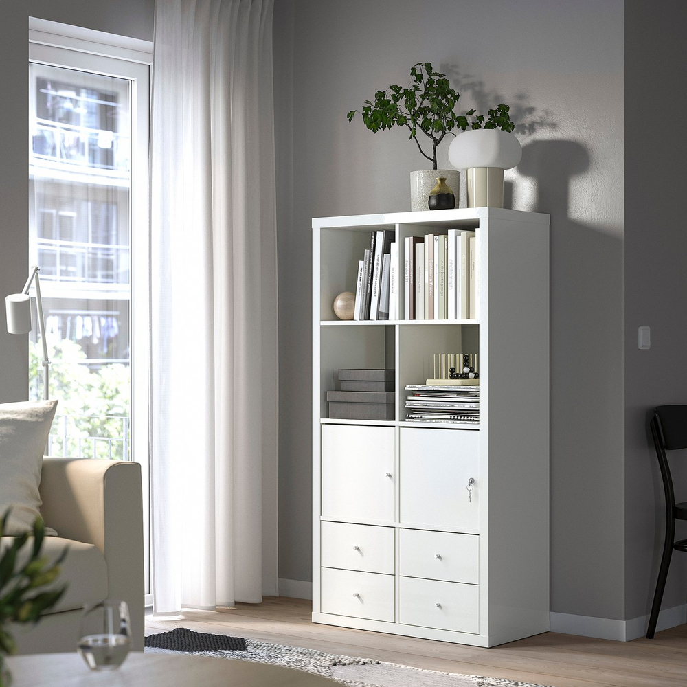 IKEA KALLAX  (ИКЕА КАЛЛАКС)  -  Вставка с дверцей на замке - белая 33x33 см