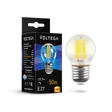 Диммируемая светодиодная лампа Crystal Globe 5W 2700K E27 DIM (7201) VG10-G1E27-2.7K-5W-FD Voltega