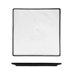 Блюдо квадратное 25*25 см h1,5 см Relief белое с черным бортом фарфор P.L. Proff Cuisine [3]