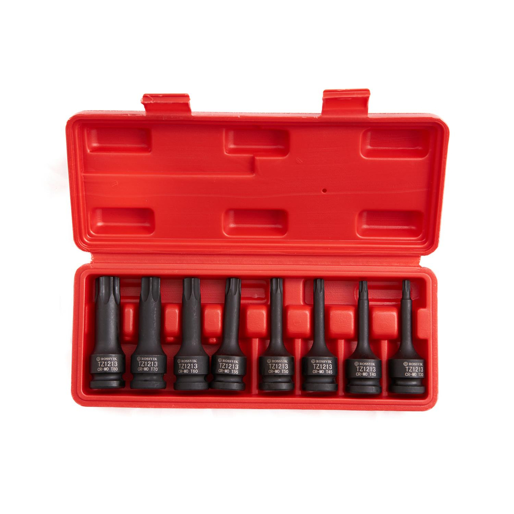 ST242 Набор головок ударных ROSSVIK 1/2", Torx T30-T80, 8 предметов