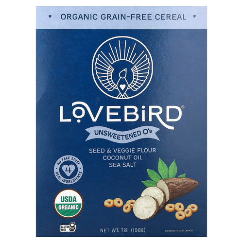 Lovebird, органические беззерновые хлопья, без подсластителей, 198 г (7 унций)