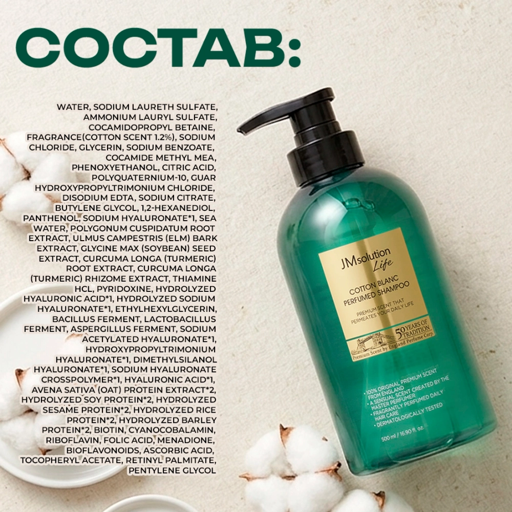 Парфюмированный шампунь JMsolution Life Cotton Blanc Perfumed Shampoo, 500 мл