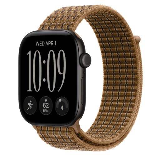 Умные часы Apple Watch Series 12 GPS, 46mm, Black Aluminum Case with Light Umber Plaid Sport Loop