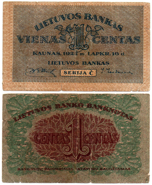1 цент 1922 год - Литва