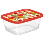 Контейнер для продуктов прямоугольный 1,5л с декором "Сицилия" (красный)