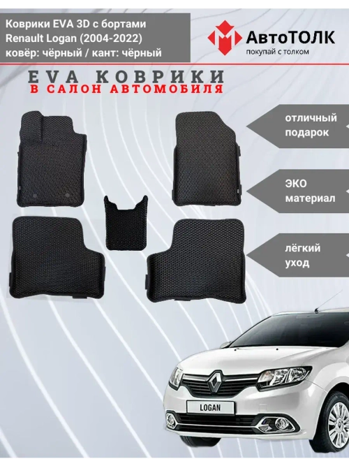 EVA коврики с бортами в салон автомобиля. Renault Logan.