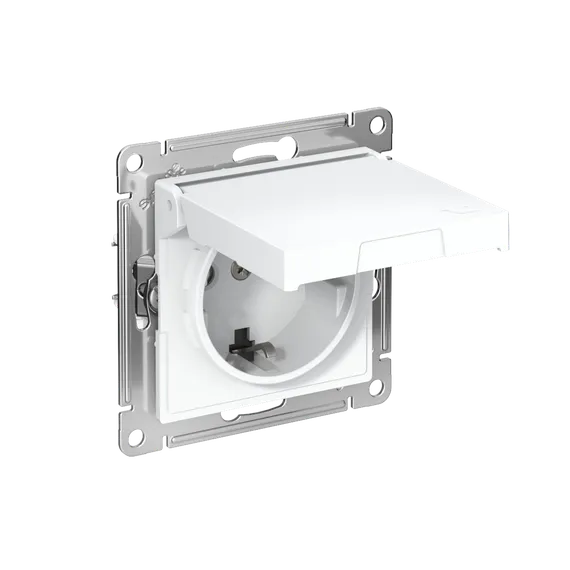 Розетка с крышкой Systeme Electric AtlasDesign Белый, самозажимные клеммы ATN000146S