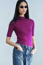 ТОП ИЗ 100% ТОНКОЙ ШЕРСТИ С КОРОТКИМИ РУКАВАМИ — ZARA