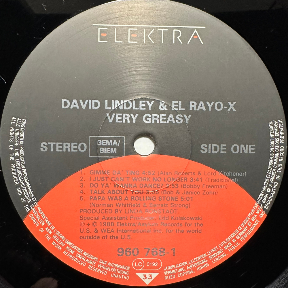 David Lindley And El Rayo-X - Very Greasy (Германия 1988г.)