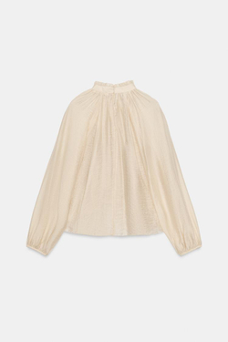 ZARA БЛУЗА С ВОЛАНАМИ, ЭКРЮ