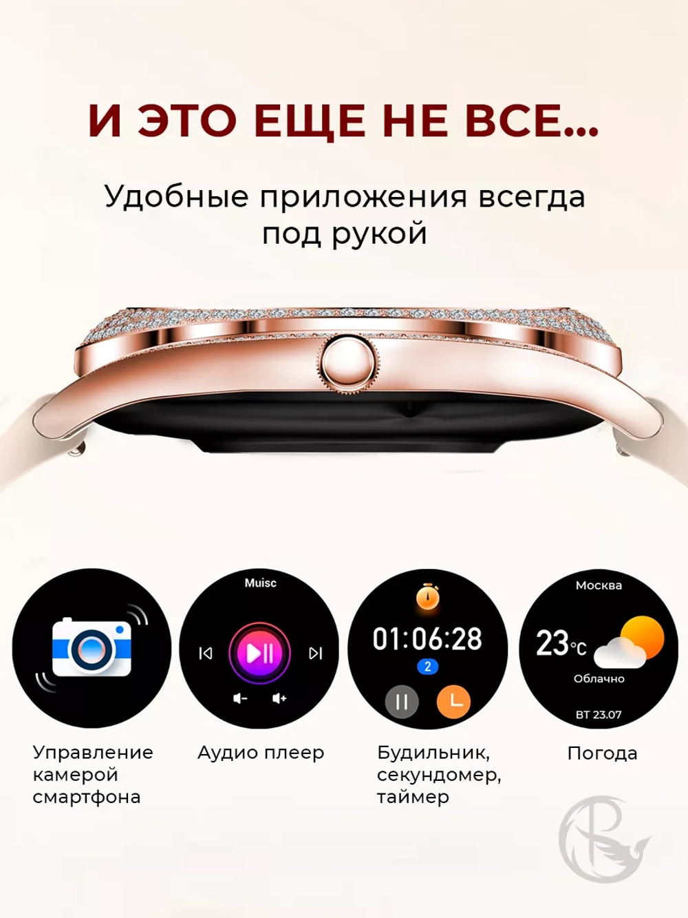 Смарт часы PARASMART Shine V66 (миланский браслет, черный)