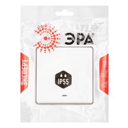 Переключатель ЭРА Эксперт 11-1507-01 с подсветкой IP55 10АХ-250В ОУ белый | Эра Эксперт
