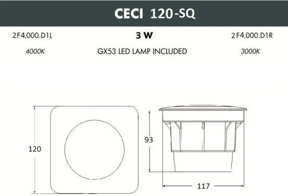 Встраиваемый светильник уличный CECI 2F4.000.000.LXG1L Fumagalli