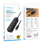 USB-разветвитель Хаб Borofone DH5 4-в-1 (Type-C— USB2.0*4) (длина = 0,2 м)