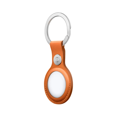 Кожаный брелок с заводным кольцом Apple Leather Key Ring для AirTag, Golden Brown (Золотистая охра)
