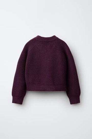 ZARA ОДНОТОННЫЙ ТРИКОТАЖНЫЙ СВИТЕР, БАКЛАЖАННЫЙ