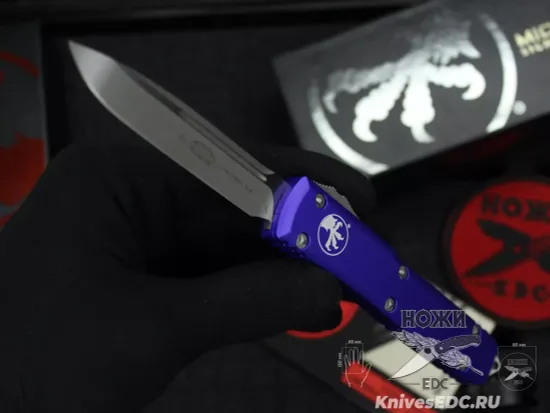 Microtech Ultratech S/E - нож автомат., фиолет. алюм. рук-ть, клинок апокалиптик