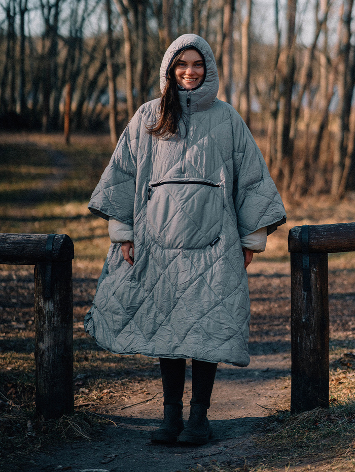 Утеплённое пончо 3 в 1 Shikotan grey unisex