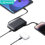 Power Bank внешний аккумулятор повербанк USAMS 10000 мАч 20W с кабелем