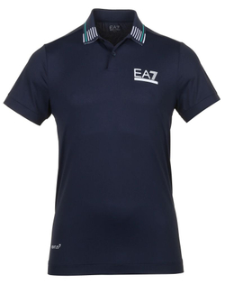 Мужское теннисное поло EA7 Man Jersey Polo Shirt - небесный