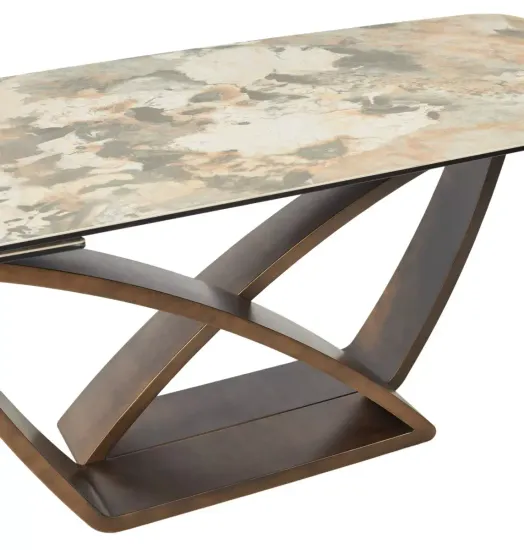 Стол АЛОНСО (ALONSO) 200 цвет TL-137 Контрастный мрамор, испанская керамика / медный каркас, ®DISAUR