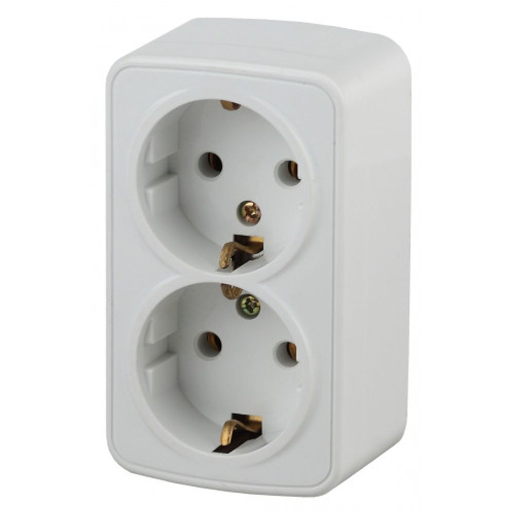 Розетка Intro Polo 3-204-01 2х2P+E Schuko 16А-250В IP20 ОУ белый | Intro Polo