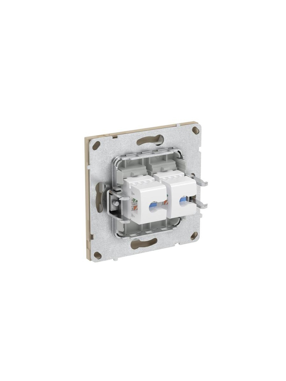 Розетка компьютерная 2-м KANT RJ45 кат.6A без шторки ванильн. марципан DKC 7015674