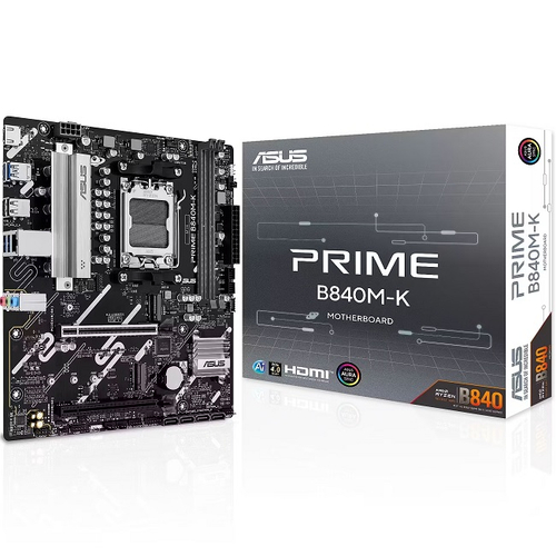 Материнская плата ASUS PRIME B840M-K, AM5/AMD B840/2xDDR5/2xPCI-Ex16/2xM.2/SB/GLAN/HDMI/mATX (90MB1PK0-M0EAY0)