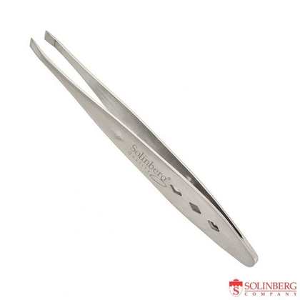 Пинцет для бровей Solinberg G168з (ручная заточка), цветной, наклонное окончание с четкими гранями